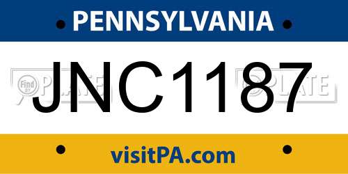 JNC1187 Pennsylvania License Plate