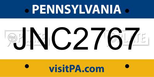 JNC2767 Pennsylvania License Plate