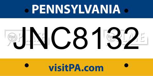 JNC8132 Pennsylvania License Plate