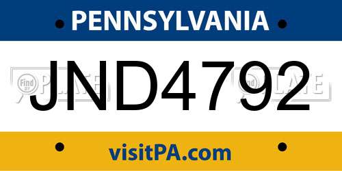 JND4792 Pennsylvania License Plate