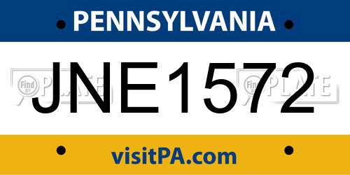 JNE1572 Pennsylvania License Plate