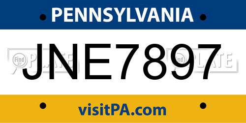 JNE7897 Pennsylvania License Plate