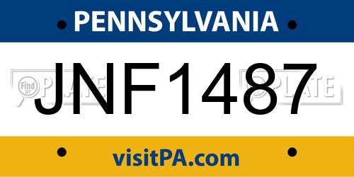 JNF1487 Pennsylvania License Plate