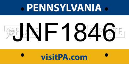 JNF1846 Pennsylvania License Plate