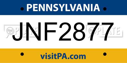 JNF2877 Pennsylvania License Plate