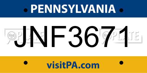 JNF3671 Pennsylvania License Plate