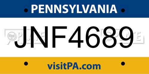 JNF4689 Pennsylvania License Plate