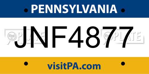JNF4877 Pennsylvania License Plate