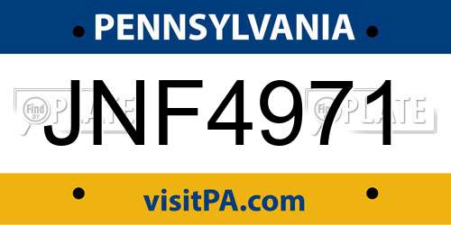 JNF4971 Pennsylvania License Plate