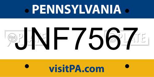 JNF7567 Pennsylvania License Plate