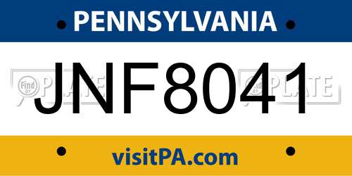 JNF8041 Pennsylvania License Plate