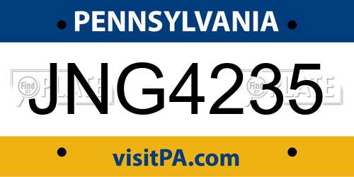 JNG4235 Pennsylvania License Plate