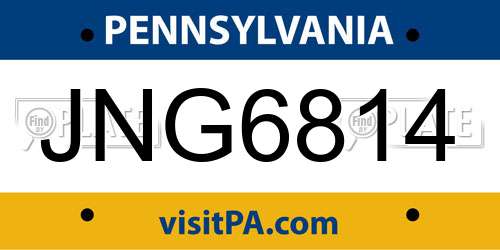 JNG6814 Pennsylvania License Plate