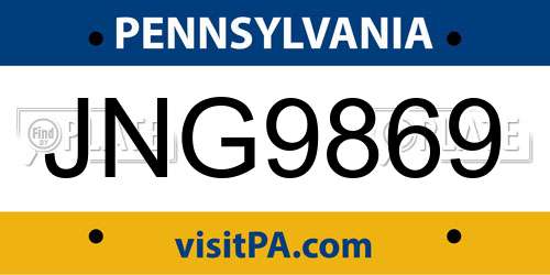 JNG9869 Pennsylvania License Plate