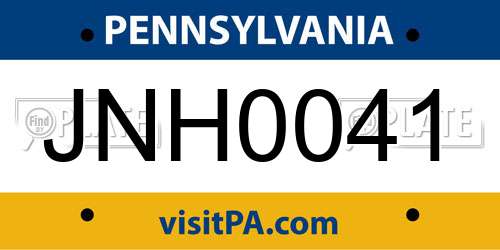 JNH0041 Pennsylvania License Plate