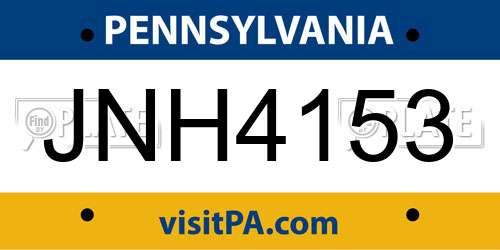 JNH4153 Pennsylvania License Plate