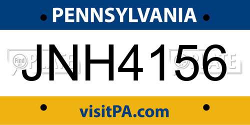 JNH4156 Pennsylvania License Plate