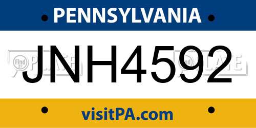 JNH4592 Pennsylvania License Plate