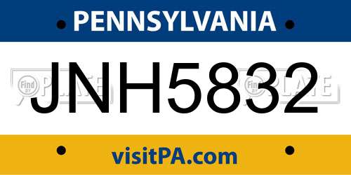 JNH5832 Pennsylvania License Plate