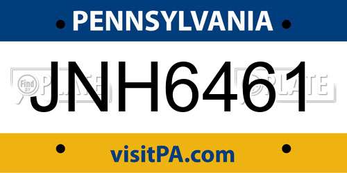 JNH6461 Pennsylvania License Plate