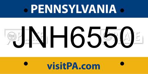 JNH6550 Pennsylvania License Plate