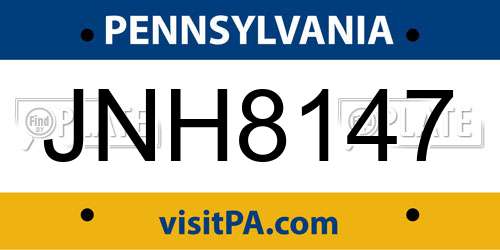 JNH8147 Pennsylvania License Plate