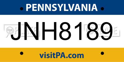 JNH8189 Pennsylvania License Plate
