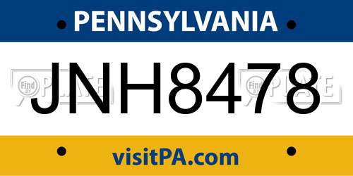 JNH8478 Pennsylvania License Plate