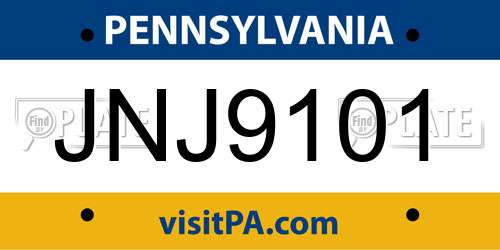 JNJ9101 Pennsylvania License Plate