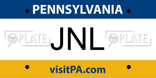 JNL Pennsylvania License Plate