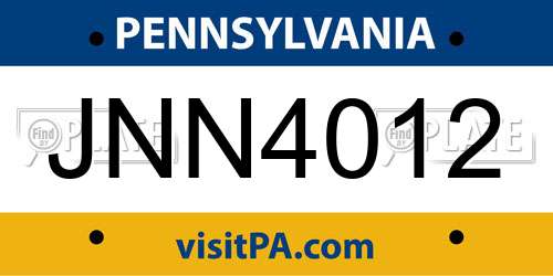 JNN4012 Pennsylvania License Plate