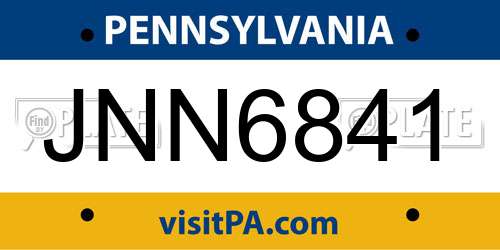 JNN6841 Pennsylvania License Plate