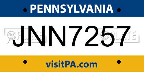 JNN7257 Pennsylvania License Plate