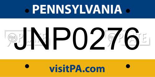 JNP0276 Pennsylvania License Plate