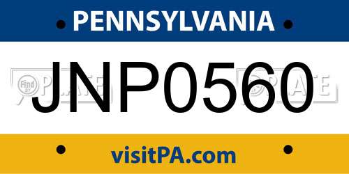 JNP0560 Pennsylvania License Plate