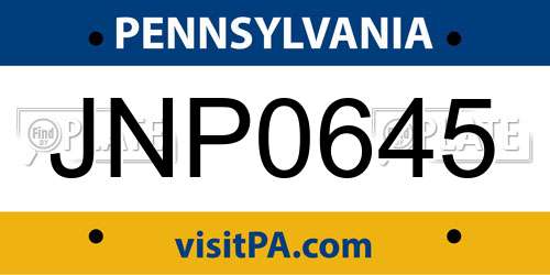 JNP0645 Pennsylvania License Plate