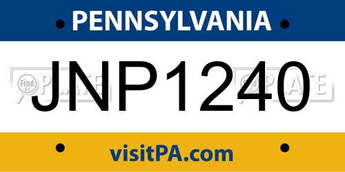 JNP1240 Pennsylvania License Plate