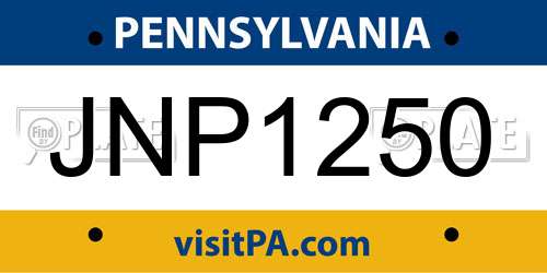 JNP1250 Pennsylvania License Plate