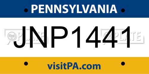 JNP1441 Pennsylvania License Plate