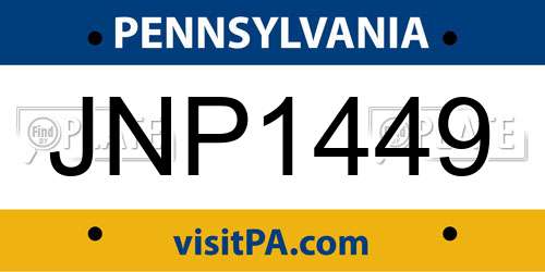 JNP1449 Pennsylvania License Plate