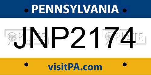 JNP2174 Pennsylvania License Plate