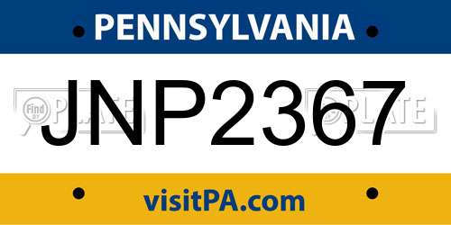 JNP2367 Pennsylvania License Plate