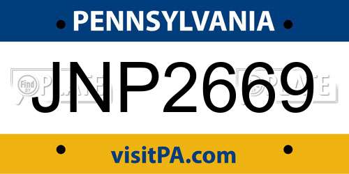 JNP2669 Pennsylvania License Plate