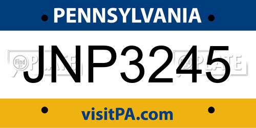 JNP3245 Pennsylvania License Plate
