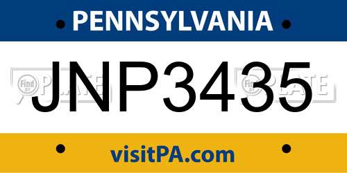 JNP3435 Pennsylvania License Plate