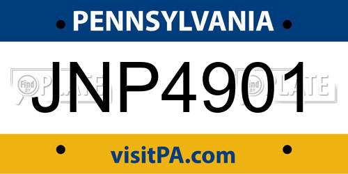 JNP4901 Pennsylvania License Plate