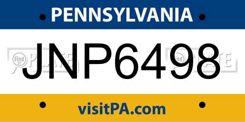 JNP6498 Pennsylvania License Plate