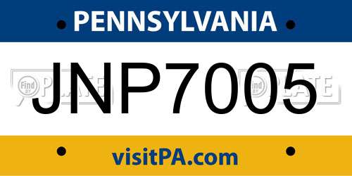 JNP7005 Pennsylvania License Plate