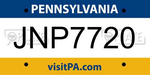 JNP7720 Pennsylvania License Plate