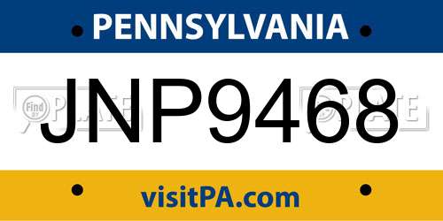 JNP9468 Pennsylvania License Plate